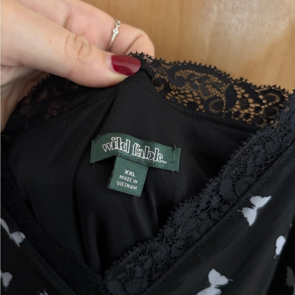 Wild Fable Black Dress with White Butterfly Pattern - Picture 3 of 3